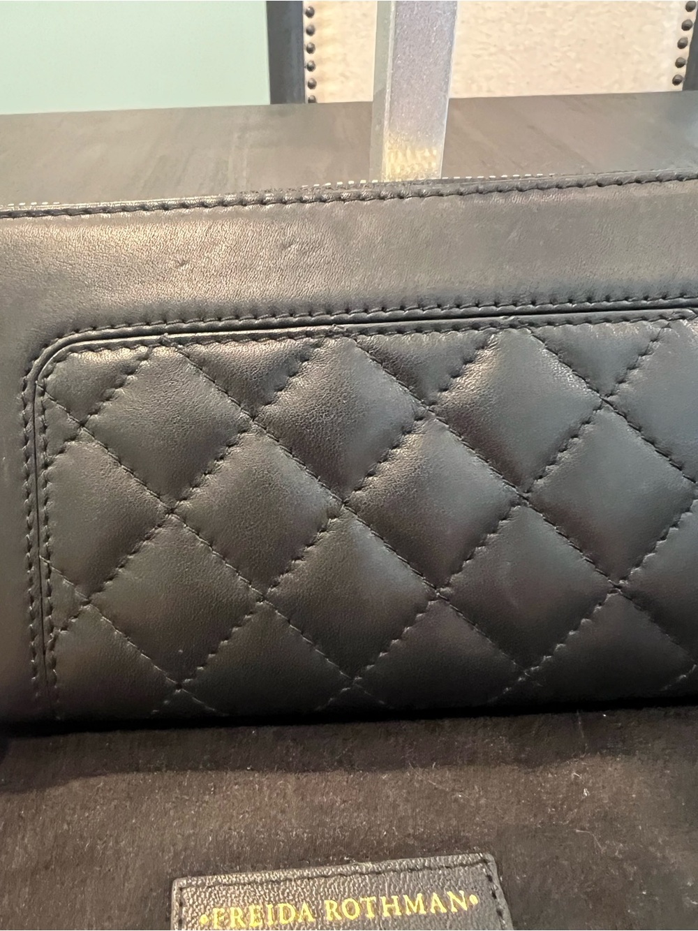 Freida Rothman Leather Quilted Black Zip Wallet - Picture 6 of 9